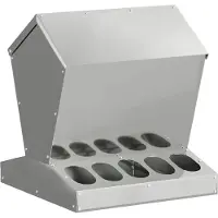 vidaXL Comedero para gallinas, color plateado, 40 x 40 x 45 cm, acero galvanizado