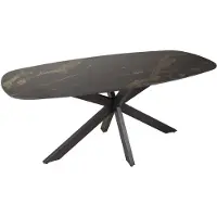 Furnlux Classic Mesa de comedor FURNLUX Spider, con tapa de mármol y estructura negra. Dimensiones: 180 x 76 x 90 cm. Color principal: