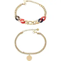 Faina Pulsera azul oscuro / oro / rojo / transparente