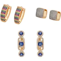 Faina Pendientes navy / oro / rosa oscuro / transparente