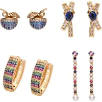 Faina Pendientes oro / mezcla de colores