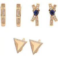 Faina Pendientes navy / oro / blanco