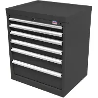 HBM Armario de herramientas Profi de 6 cajones 72 x 58 x 80 cm Negro