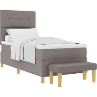 vidaXL Cama con somier y almohada, con cabecero, color taupe, 200 x 90 cm, tapizada en tela