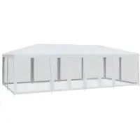 vidaXL Tienda de campaña para fiestas , con 12 paneles laterales de malla, color blanco, 8x4 metros, fabricada en HDPE