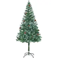 vidaXL Árbol de Navidad artificial, color verde, 180 cm, fabricado en PVC y acero