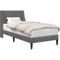 vidaXL Estructura de cama con cabecero, color gris oscuro, 100 x 200 cm, tapizada en terciopelo