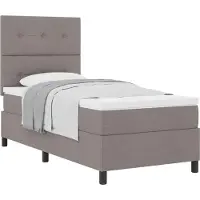 vidaXL Cama con somier y cabecero, color taupe, 90 x 190 cm, tapizada en tela