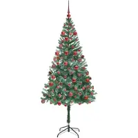 vidaXL Árbol de Navidad artificial, color verde, 180 cm, fabricado en PVC y acero