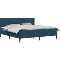 vidaXL Estructura de cama con colchón y cabecero, color azul, 200 x 200 cm, tapizada en terciopelo