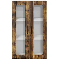vidaXL Armario de vidrio LUCCA, roble ahumado, 60 x 31 x 100 cm