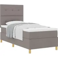 vidaXL Cama con somier y cabecero, color taupe, 90 x 190 cm, tapizada en tela