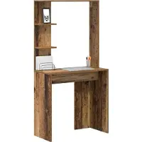 vidaXL Escritorio , estilo vintage, con tablero de madera maciza y estructura de tablero de partículas, 78,5 x 37 x 154,5 cm