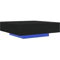 vidaXL Mesa de centro con tiras LED, color negro, aspecto de roble, fabricada en material de madera