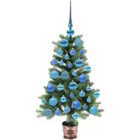 vidaXL Árbol de Navidad con 150 luces LED, base incluida, color verde, 90 cm, material: polietileno