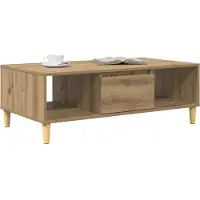 vidaXL Mesa de centro de estilo artesanal, roble, 102 x 55 x 35 cm, material de madera