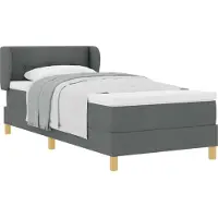 vidaXL Cama con somier y cabecero, color gris oscuro, 90 x 190 cm, tapizada en tela