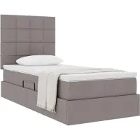 vidaXL Cama con almacenamiento y colchón, color taupe, 100 x 200 cm, tapizada en tela