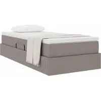 vidaXL Cama con almacenamiento y colchón, color taupe, 100 x 200 cm, material: poliéster
