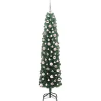 vidaXL Árbol de Navidad artificial con 300 luces LED, base incluida, color verde, 180 cm