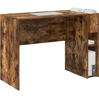 vidaXL Escritorio, madera laminada con efecto roble ahumado, 109 x 50 x 78 cm