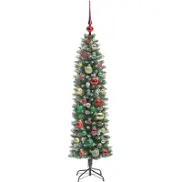 vidaXL Árbol de Navidad artificial, delgado, verde y blanco, 120 cm