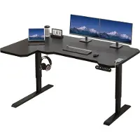 Hilodesk Escritorio de oficina de 150 cm en forma de L, escritorio eléctrico ajustable en altura, escritorio eléctrico de esquina,