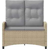 vidaXL Banco de jardín con cojines, color beige y gris claro, 105 x 60 x 112 cm