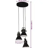 vidaXL Lámpara colgante, 25 W, negra, 30x30x100 cm, casquillo E27