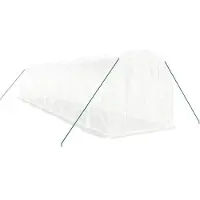 vidaXL Invernadero con estructura de acero, color blanco, 20 m², dimensiones 10x2x2 metros