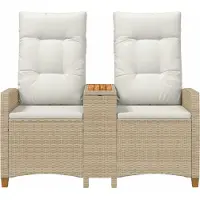 vidaXL Banco Liege con mesa, para 2 personas, 126 x 65 x 112 cm, tejido de polirratán