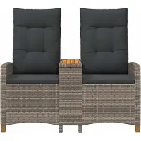 vidaXL Banco Liege con mesa, para 2 personas, 126 x 65 x 112 cm, tejido de polirratán