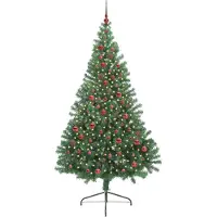 vidaXL Árbol de Navidad artificial con luces LED integradas, color verde, 210 cm, material PVC