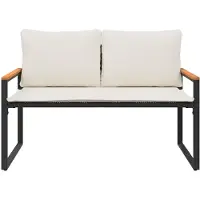 vidaXL Banco con cojines, color y crema, 115 x 65 x 72 cm, ratán