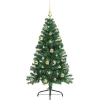 vidaXL Árbol de Navidad artificial con luces LED integradas, color verde, 150 cm, material PVC