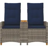 vidaXL Banco Liege con mesa, para 2 personas, 126 x 65 x 112 cm, tejido de polirratán