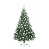 vidaXL Árbol de Navidad artificial con luces LED integradas, color verde, 180 cm, material PVC
