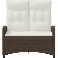 vidaXL Banco de jardín con cojines, color marrón y crema, 105 x 60 x 112 cm