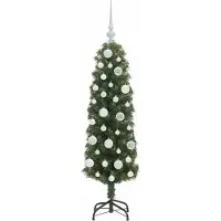 vidaXL Árbol de Navidad artificial con 150 luces LED, base incluida, color verde, 120 cm