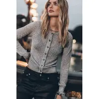 Mikuta The Silver Sparkly Thin Knitted Cardigan Talla: S | Cárdigan Outlet | Mujer | Gris