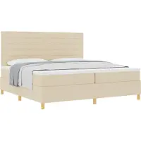 vidaXL Cama con somier y colchón de la marca , color crema, dimensiones 200 x 200 cm, tapizada en tela