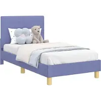 vidaXL Estructura de cuna para bebé, color azul vaquero, con cabecera, 80 x 160 cm, tela