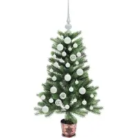 vidaXL Árbol de Navidad con 150 luces LED, base incluida, color verde, 90 cm, material: polietileno