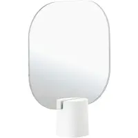 F&H Com A/S Espejo de mesa Time White de Zone Denmark, espejo de maquillaje, hormigón, vidrio, blanco, 34815