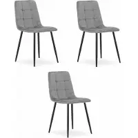 Leobert Sillón - - Kara - Terciopelo gris claro/Patas negras - 45 x 50,5 x 87 cm - Lote de 3