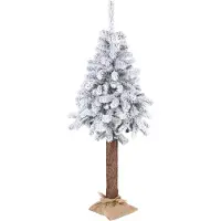 Springos Árbol de Navidad artificial de 180 cm | Abeto con efecto de nieve en el tronco natural | Árbol de Navidad con revestimiento de yute y base estable