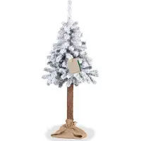 Springos Árbol de Navidad "Smrk" cubierto de nieve, con base de 160 cm