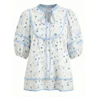 Imily Bela Blusa azul cielo / blanco