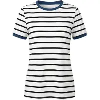 Imily Bela Camiseta azul paloma / negro / blanco