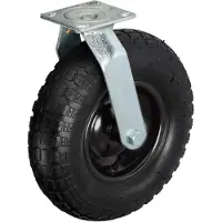 Relaxdays , rueda giratoria, con neumático, 3.50-6, rueda de transporte para cargas pesadas, placa de acero para fijación, capacidad de hasta 120 kg, color negro